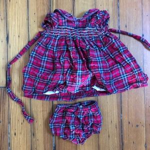Laura Ashley London holiday red plaid dress 0-3m